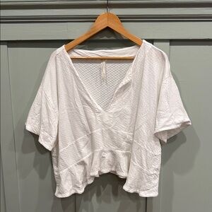 Anthropologie Slouchy White Flutter Swing Top